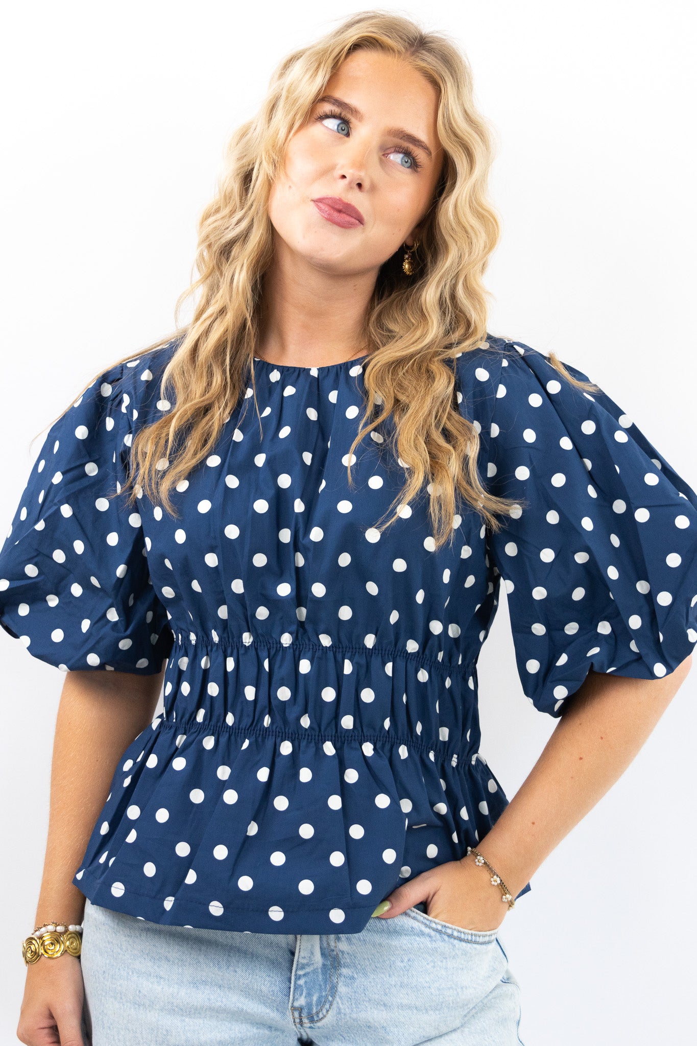 Dotty Peplum Top