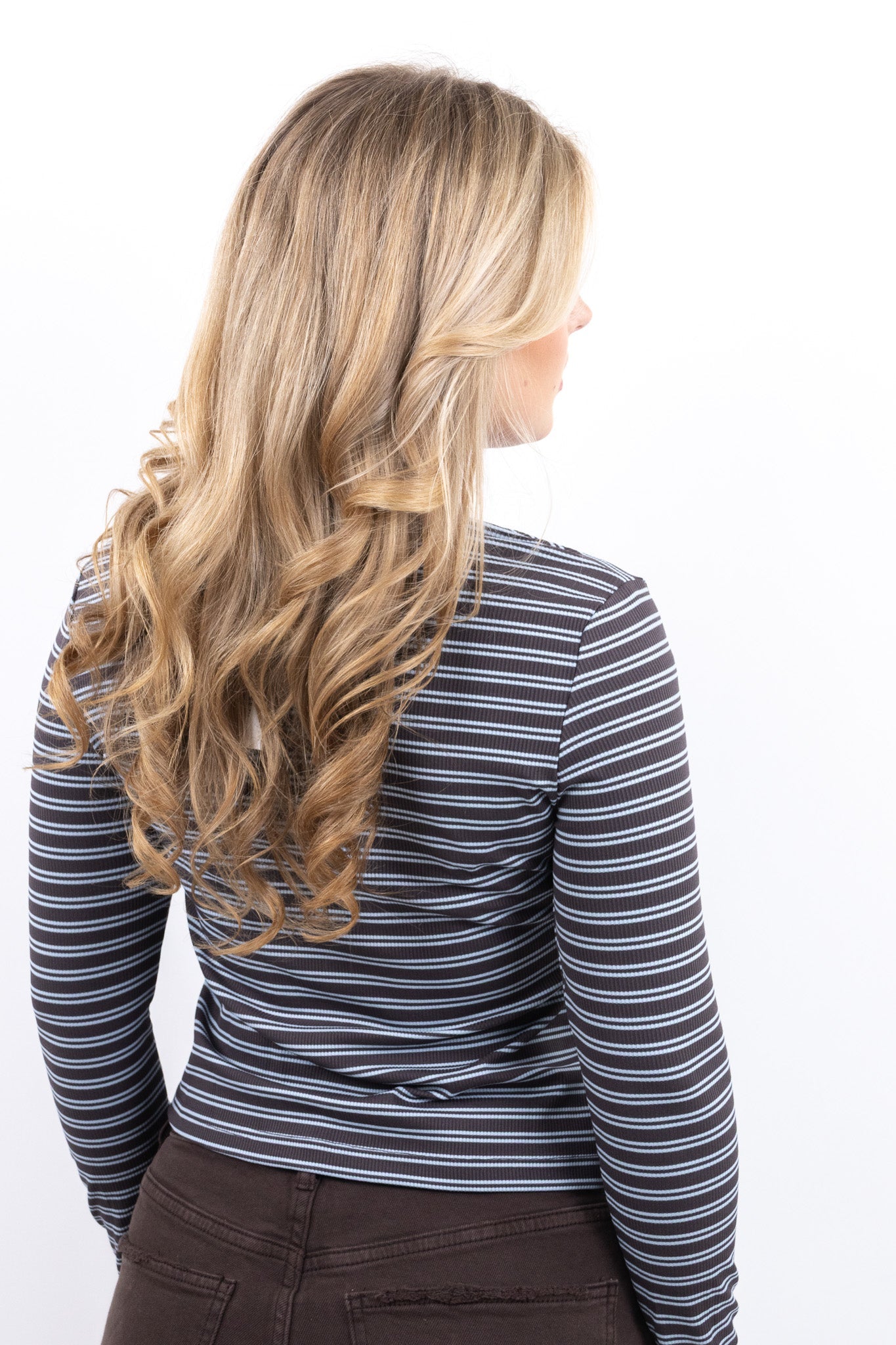 Retro Stripe Button Top