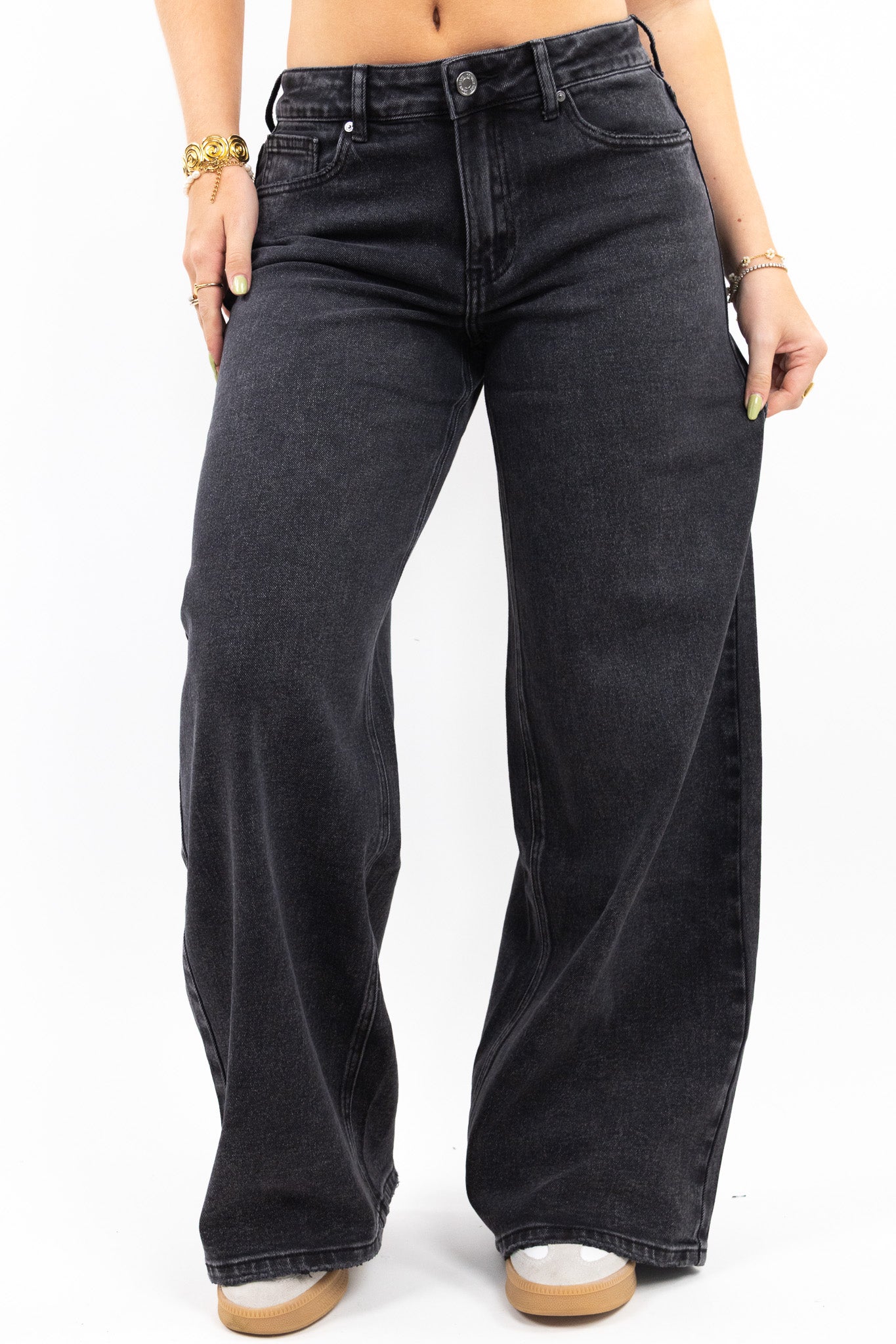 Baggy Fit Wide Jeans - Stretch
