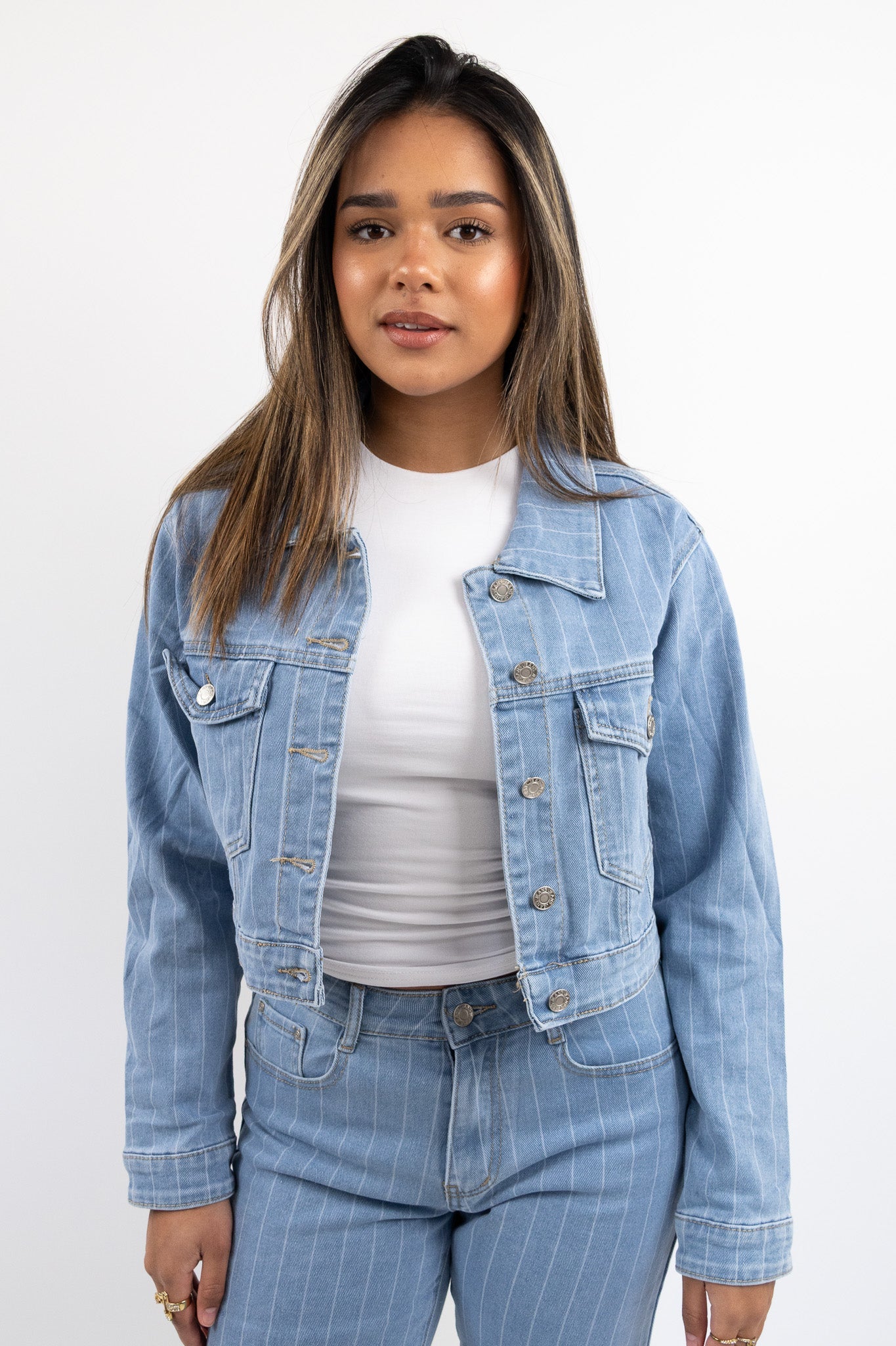 Jade striped denim jacket