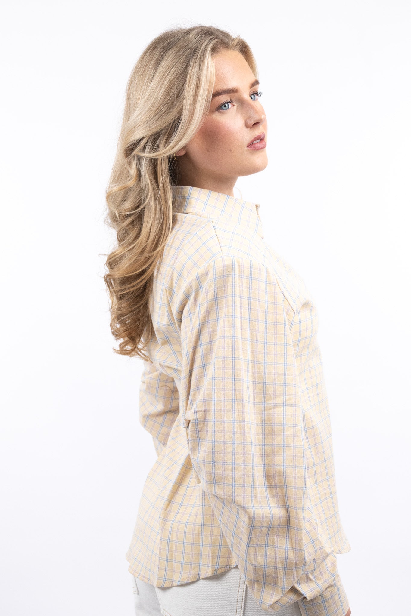 Soft Yellow Check Blouse