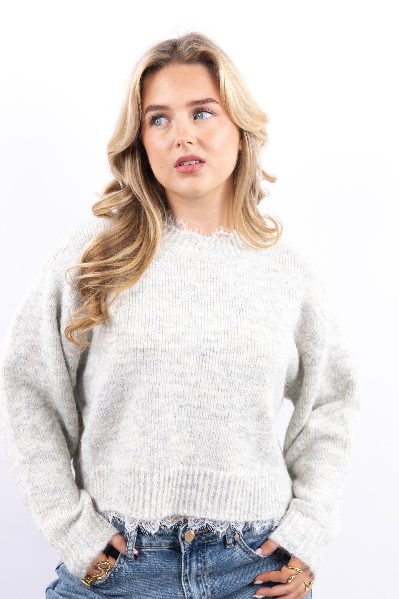 Cropped Lace Sweater