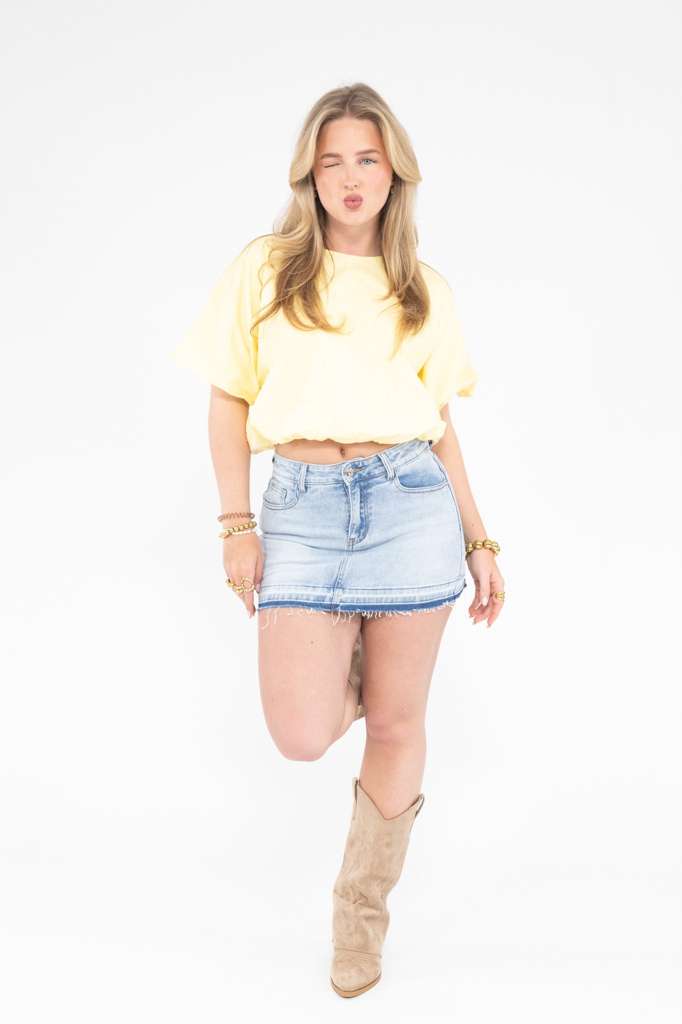 Cropped Balloon Blouse