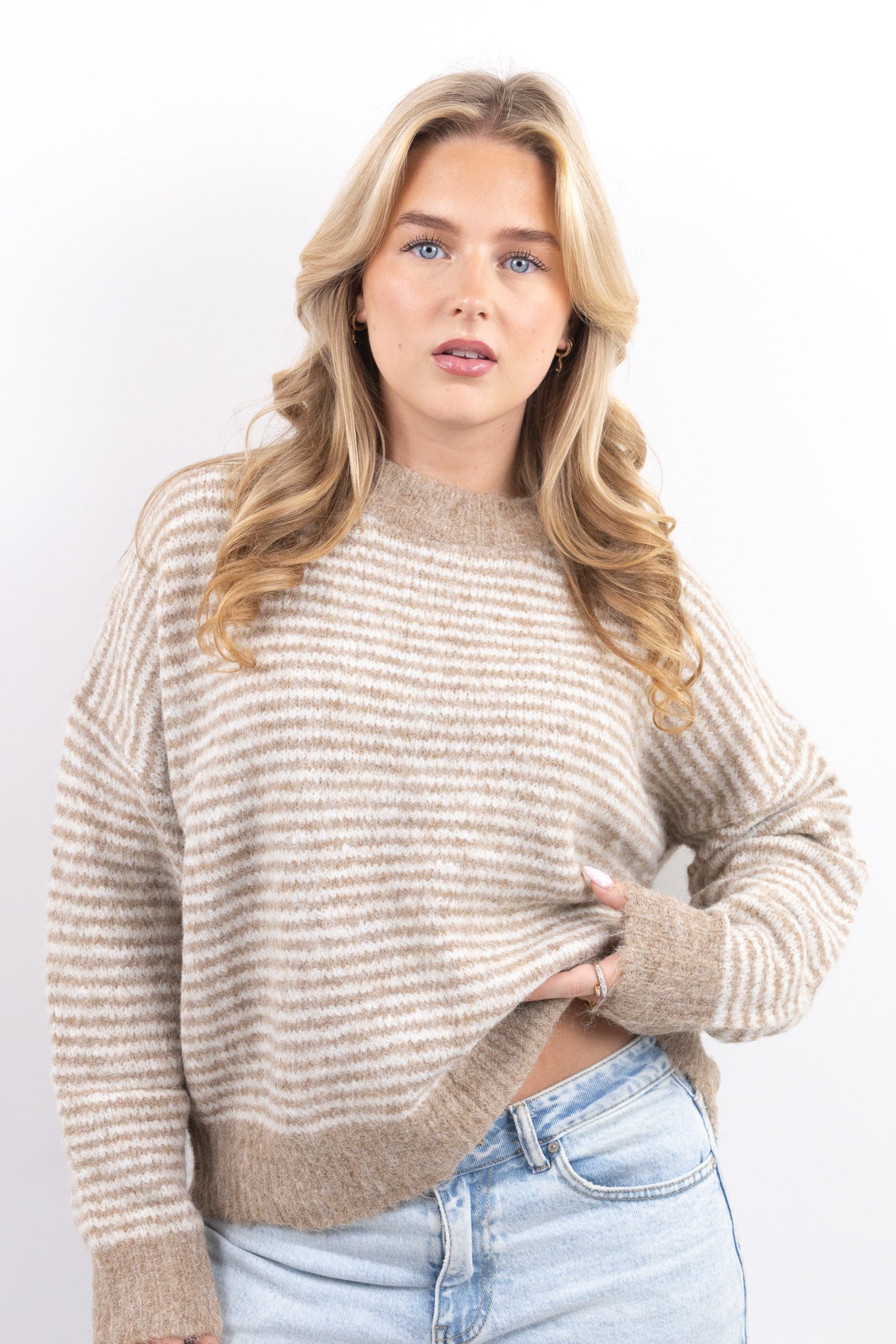 Cozy Neutral Stripe Sweater