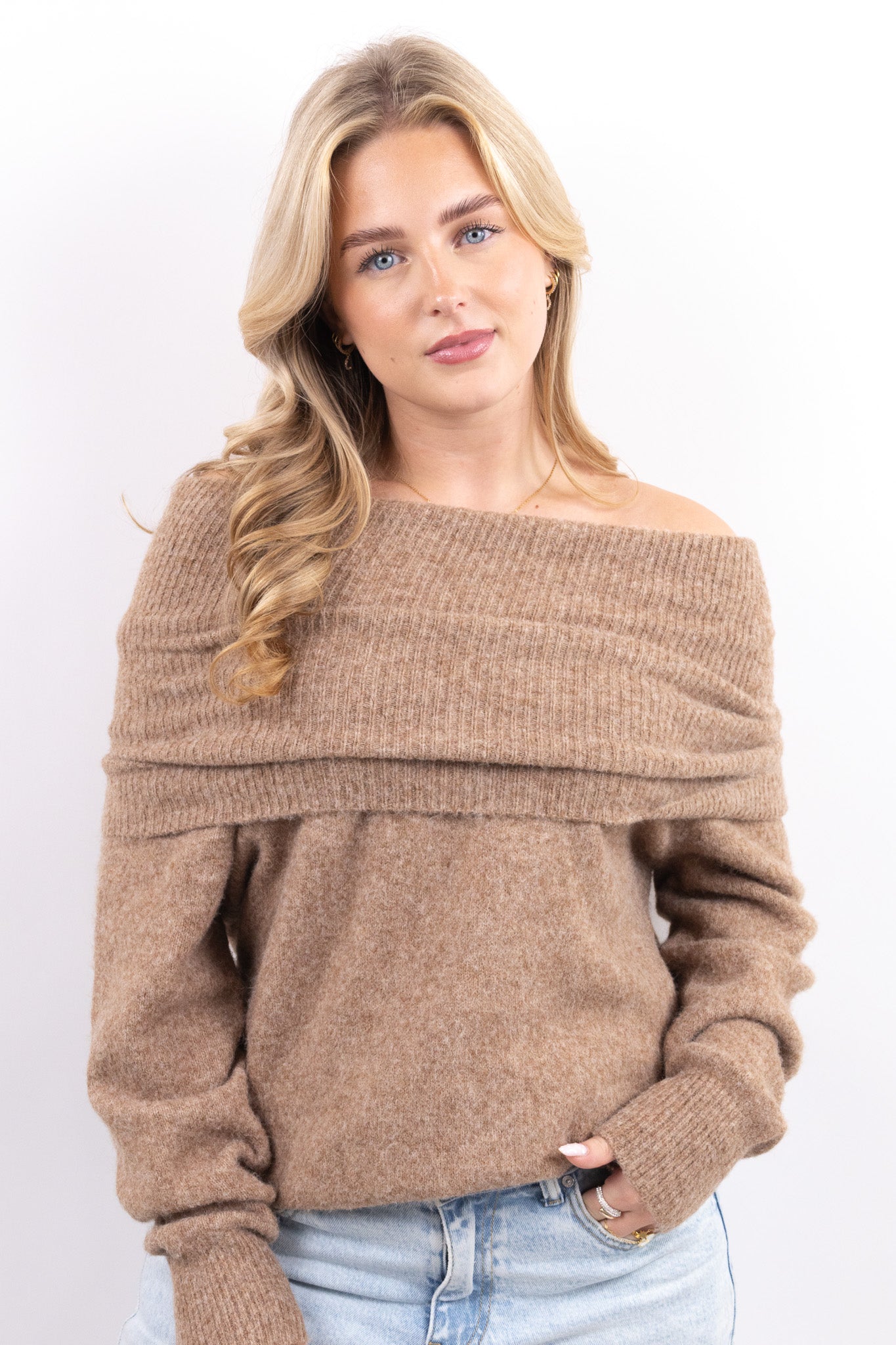 Off Shoulder Knit Sweater