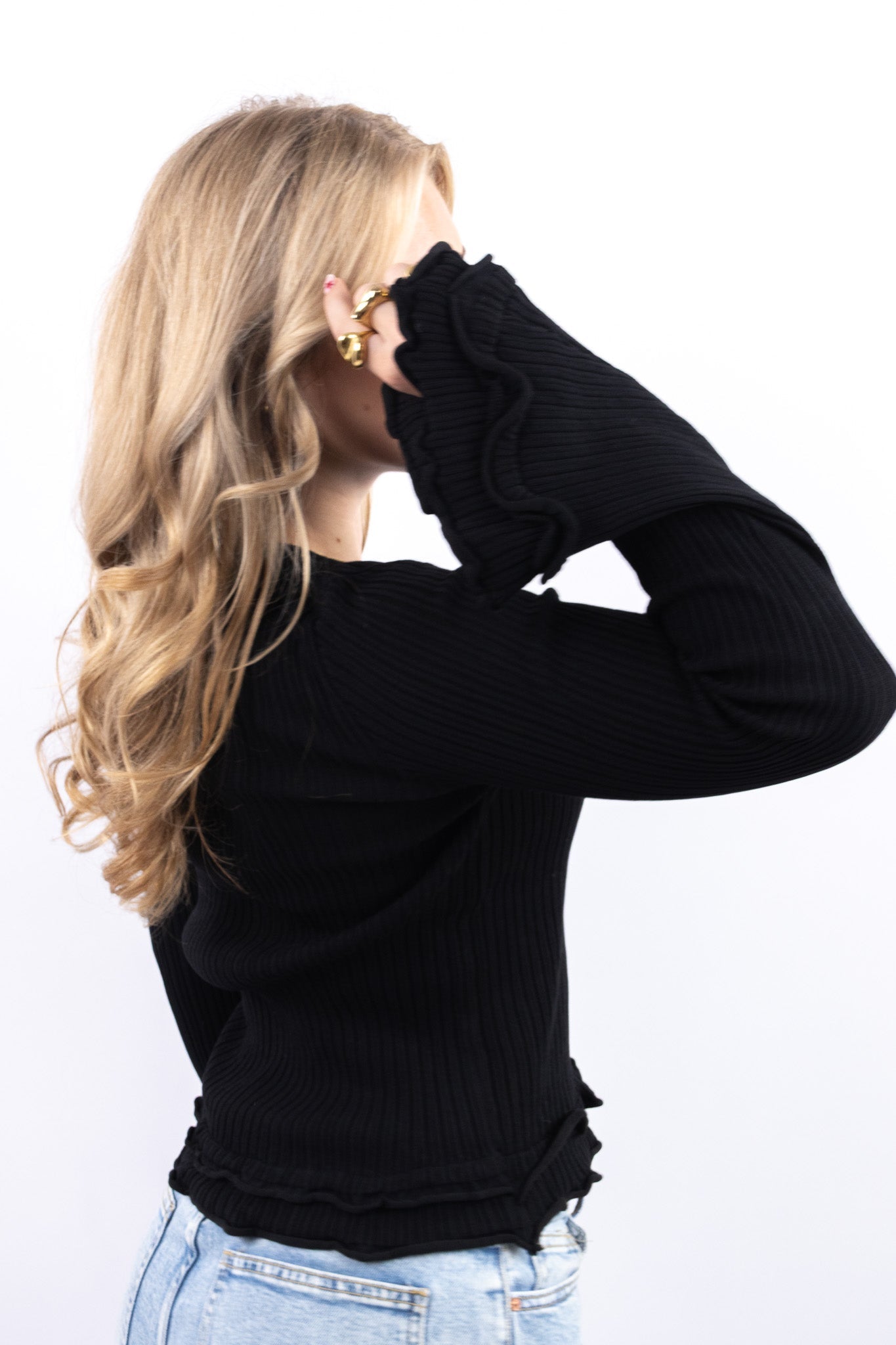 Fitted Ribbed Ruffle Top