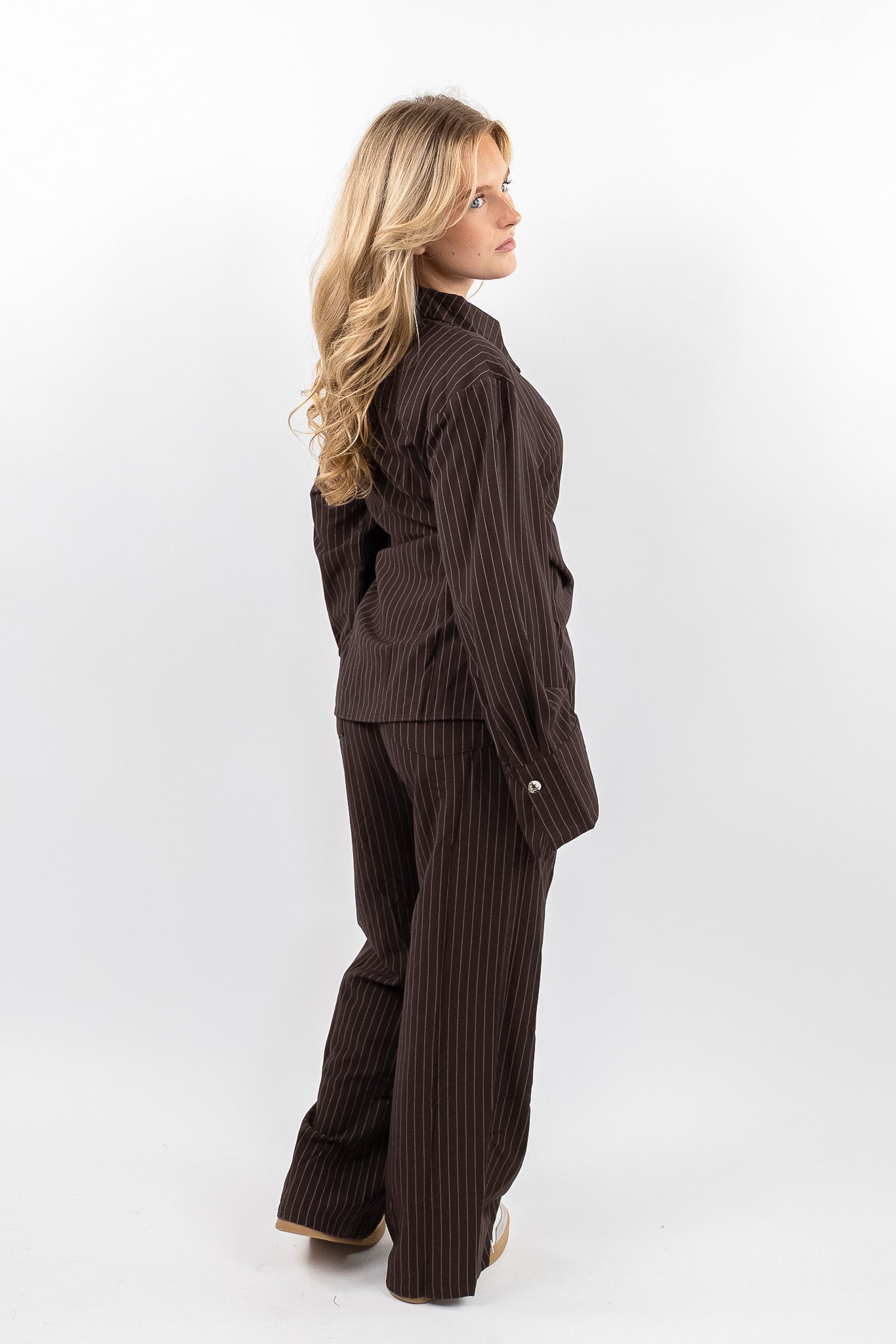 Pinstripe Wide Leg Pants