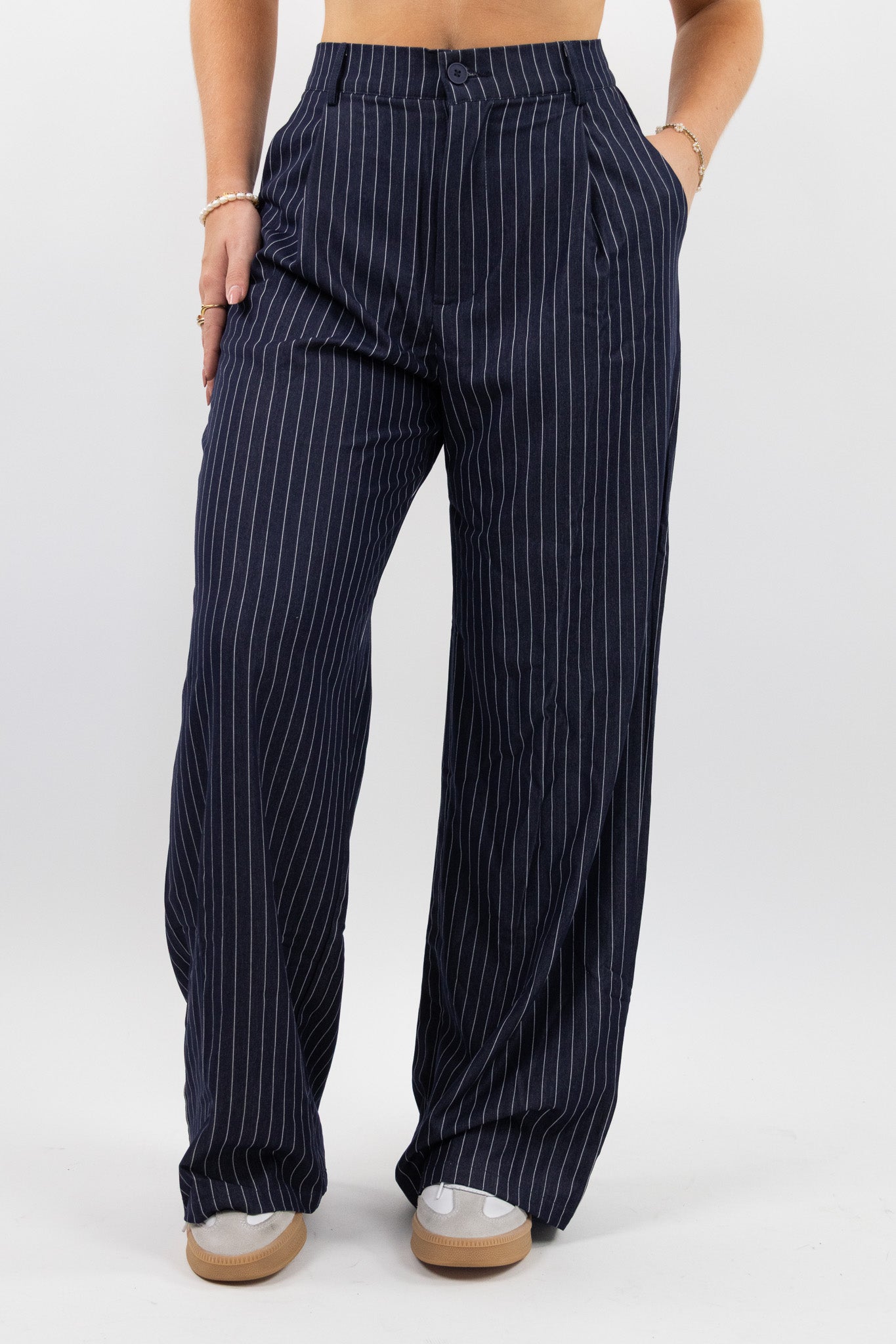 Pinstripe Wide Leg Pants