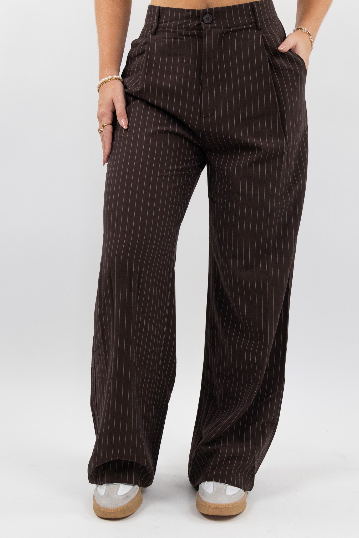 Pinstripe Wide Leg Pants