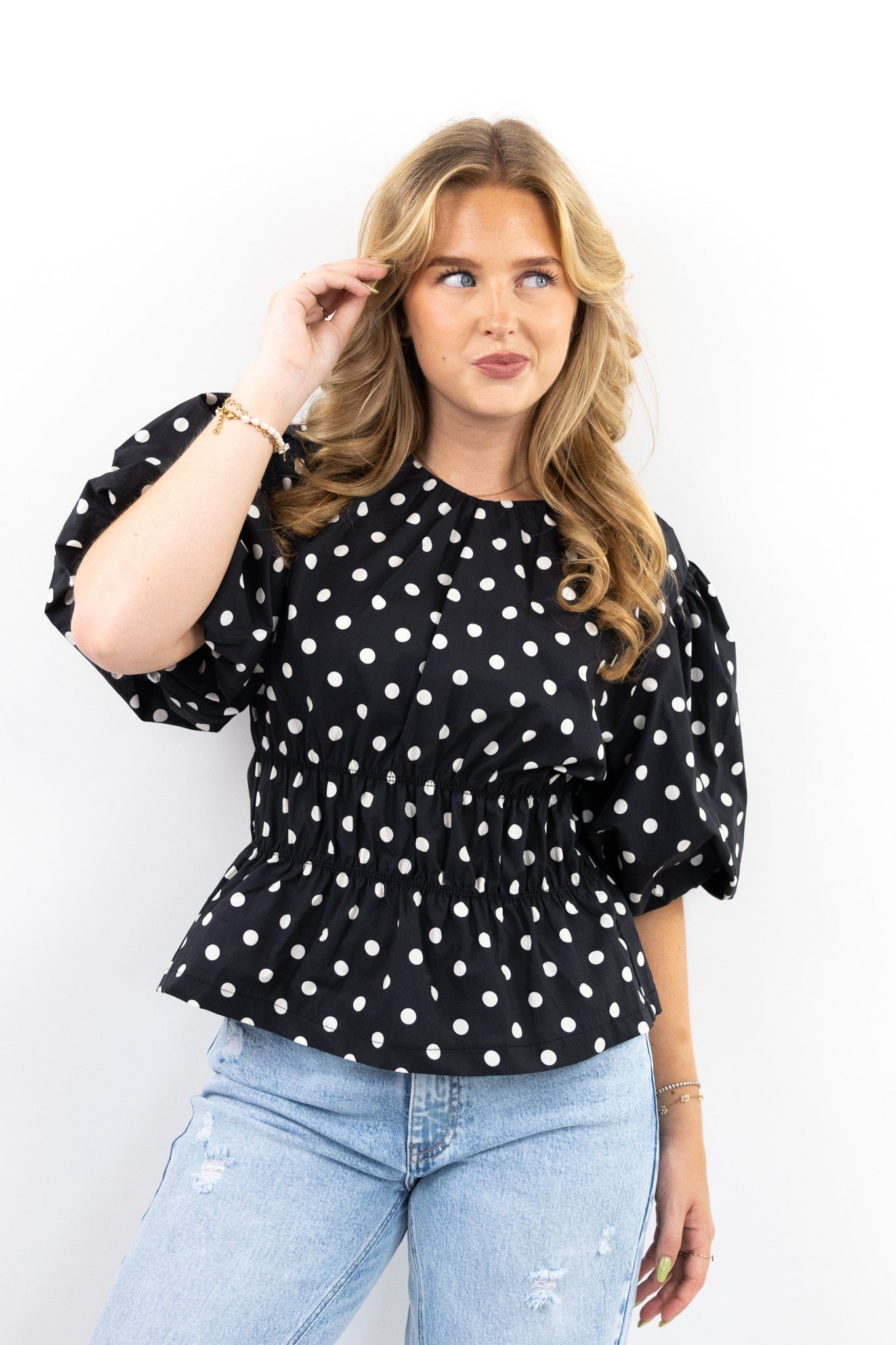 Dotty Peplum Top