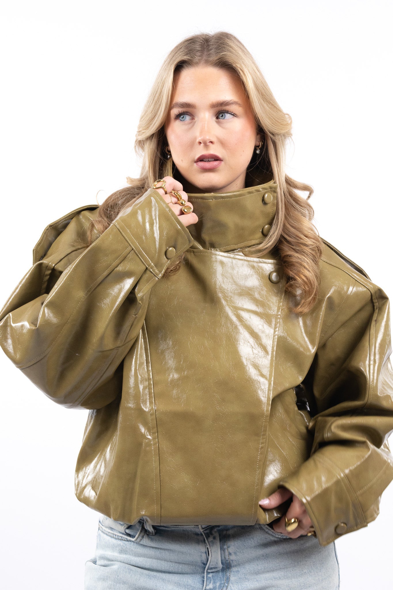 Oversized Leather Look Jacket