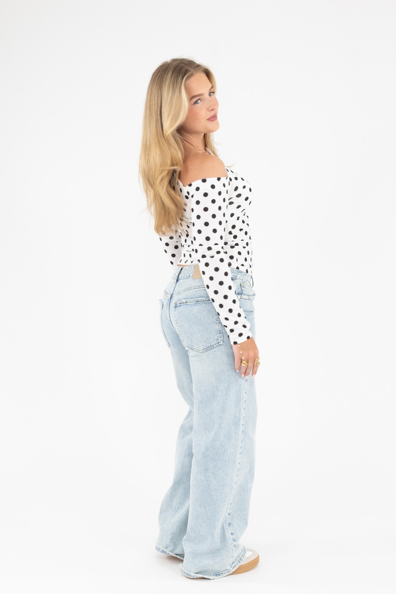 Polka Dot Off Shoulder Top