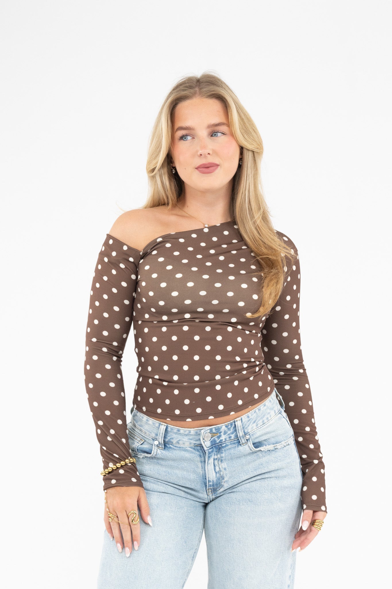 Polka Dot Off Shoulder Top