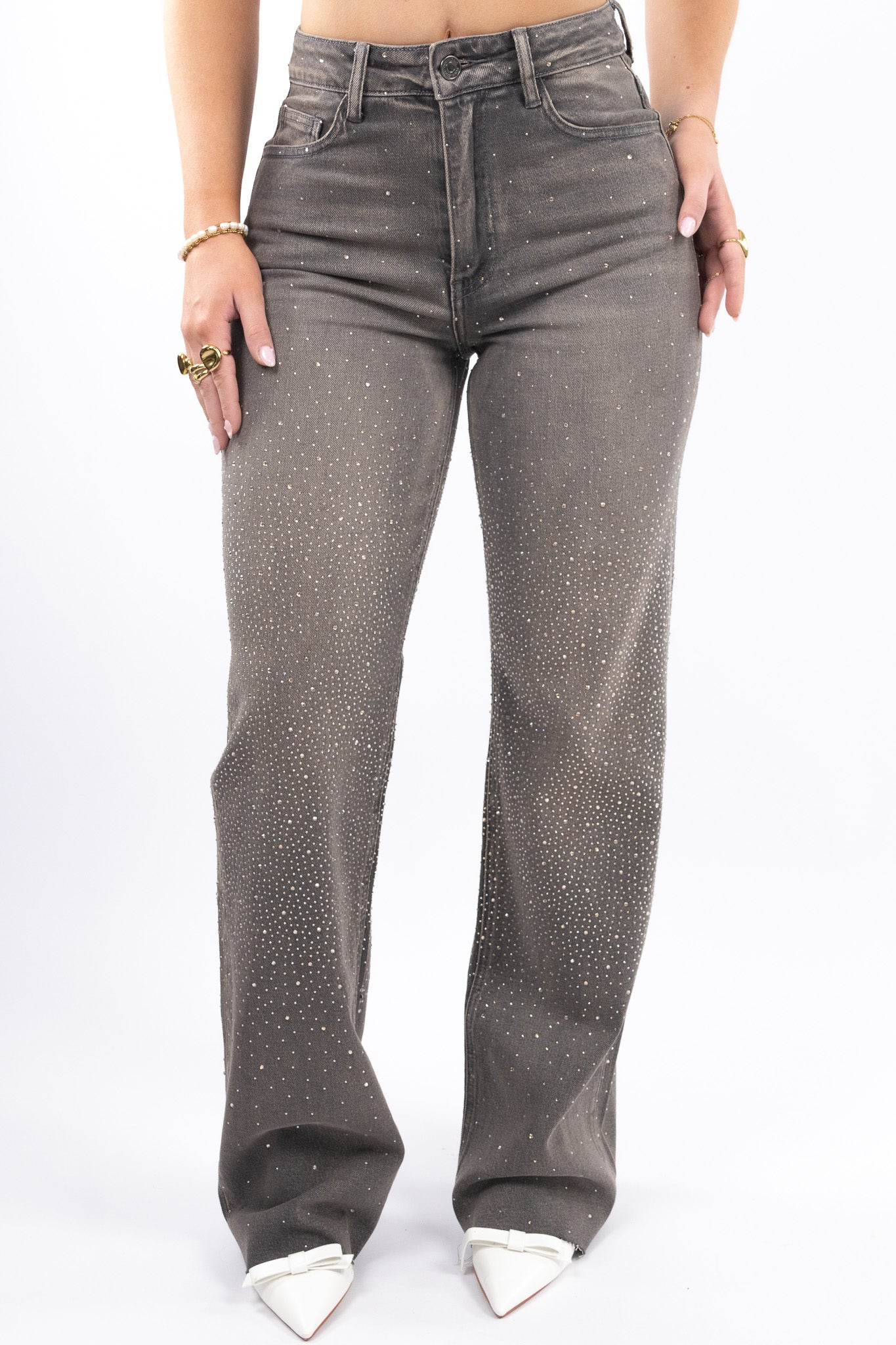Riley Glitter Wide Leg Jeans