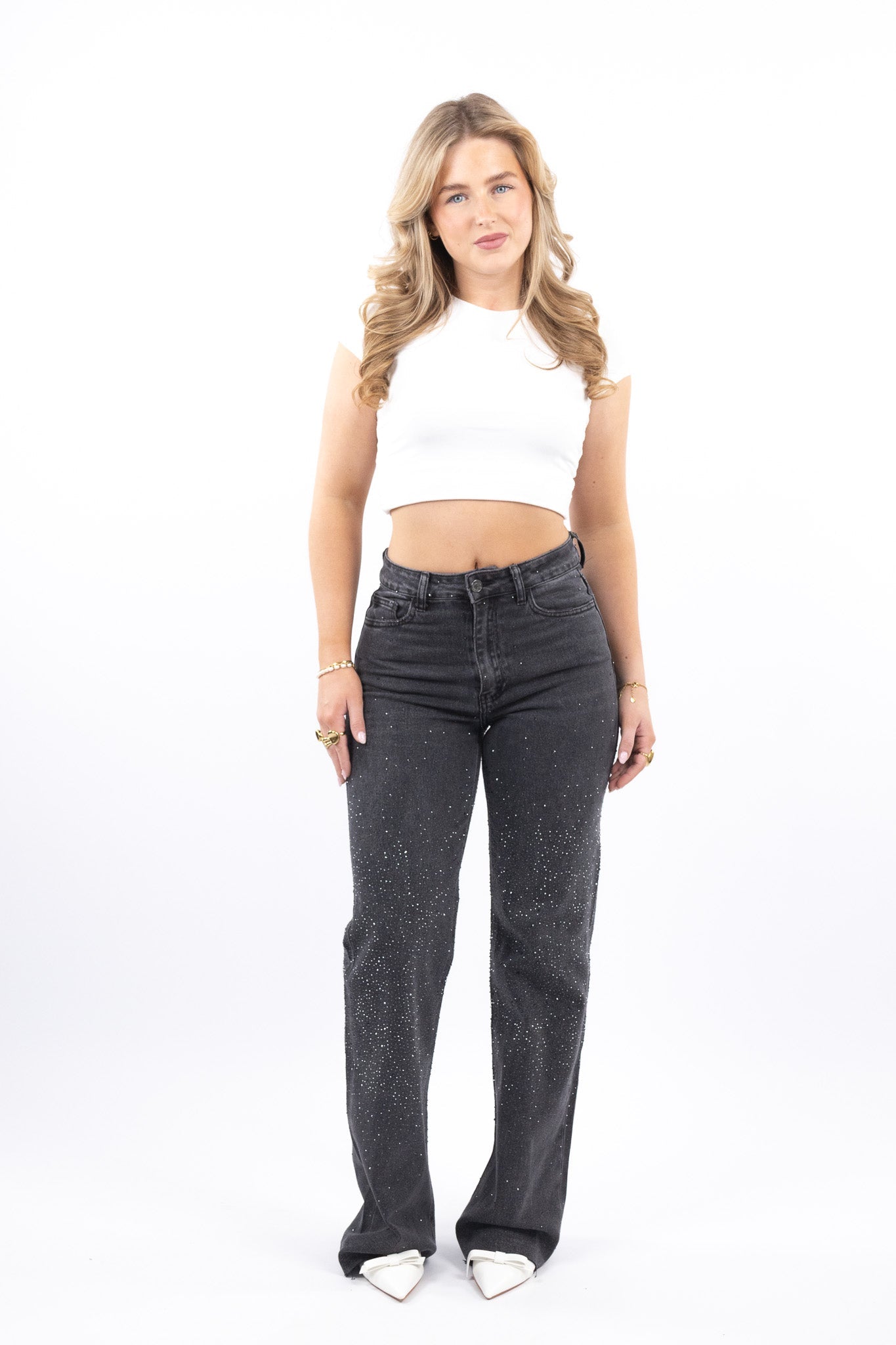 Riley Glitter Wide Leg Jeans