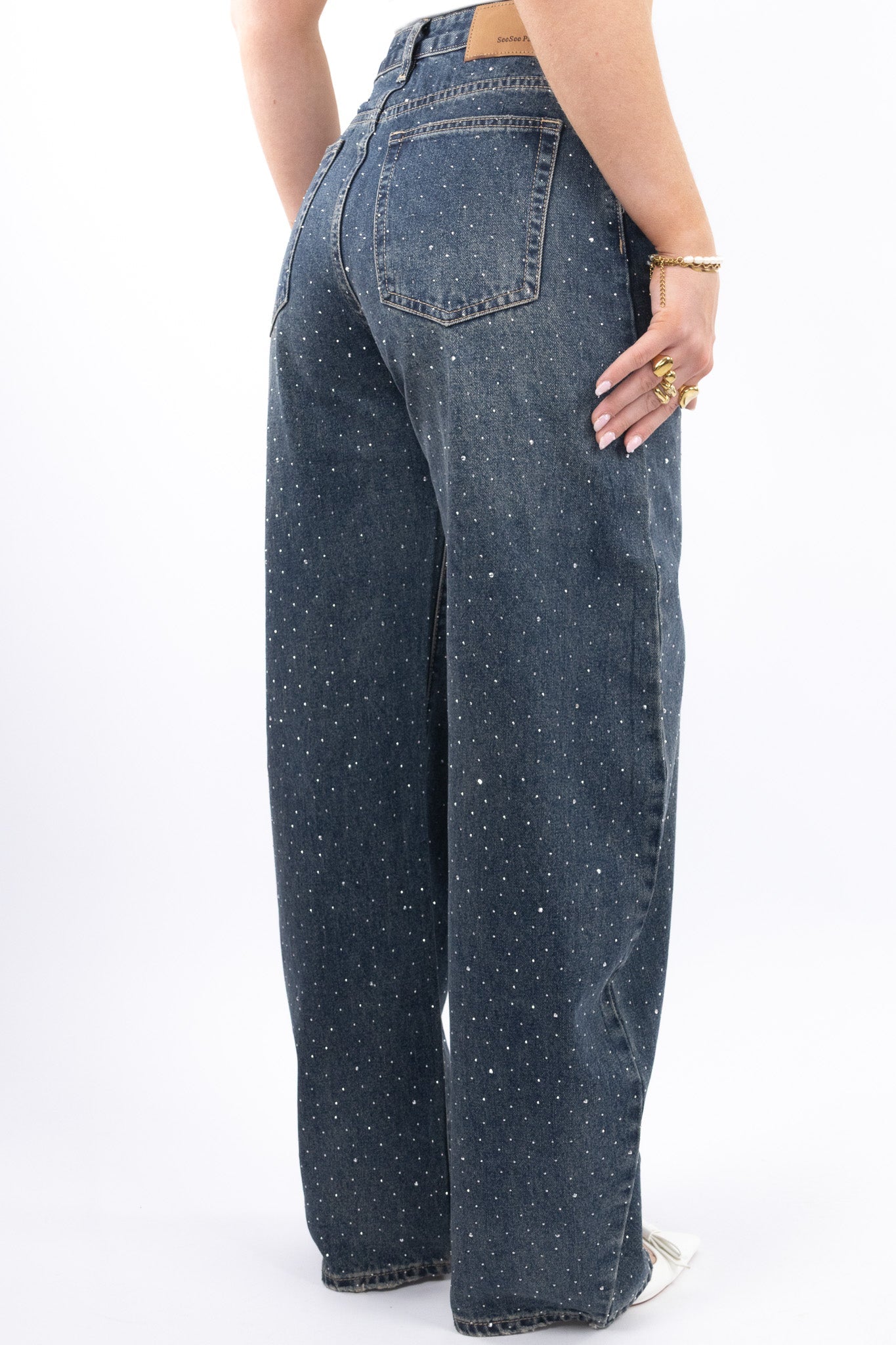 Midnight Glitter Balloon Jeans - No stretch