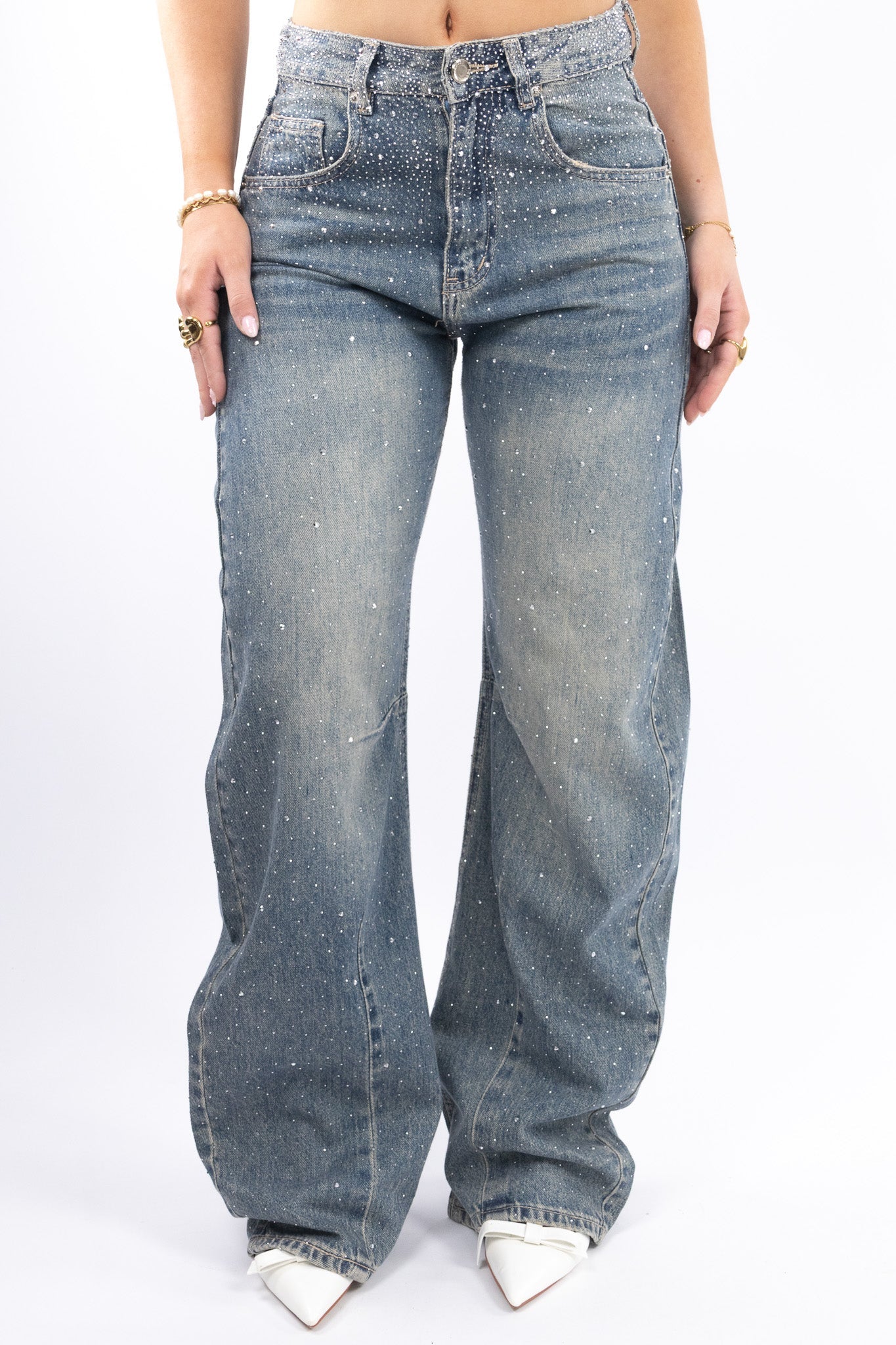 Skye Glitter Balloon Jeans - No stretch