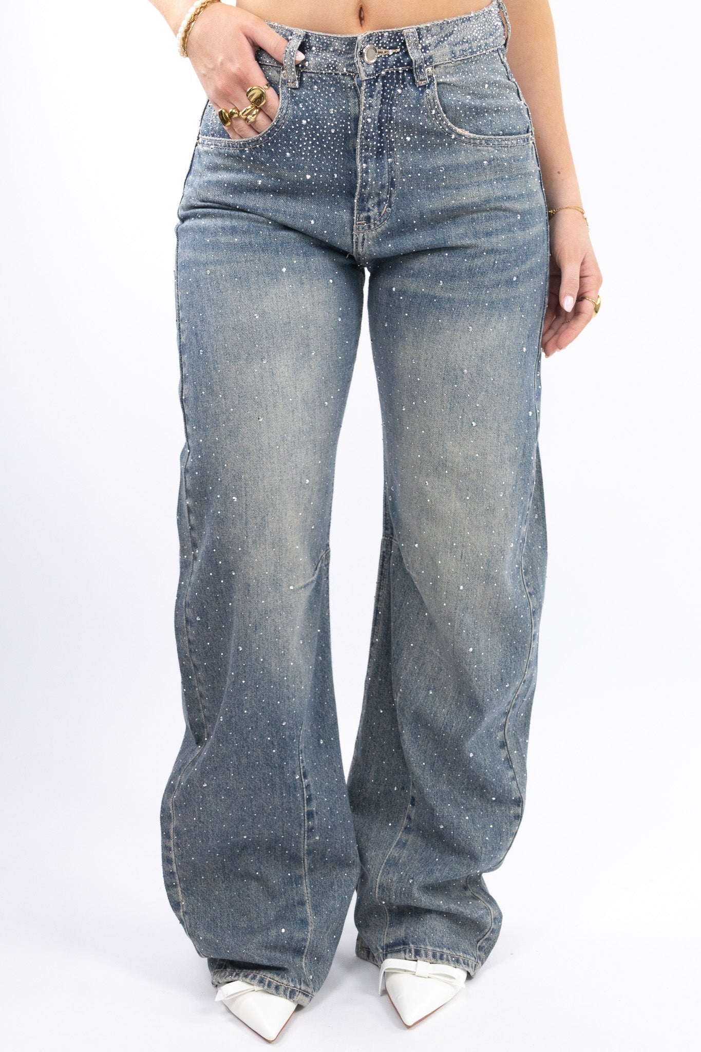 Skye Glitter Balloon Jeans - No stretch