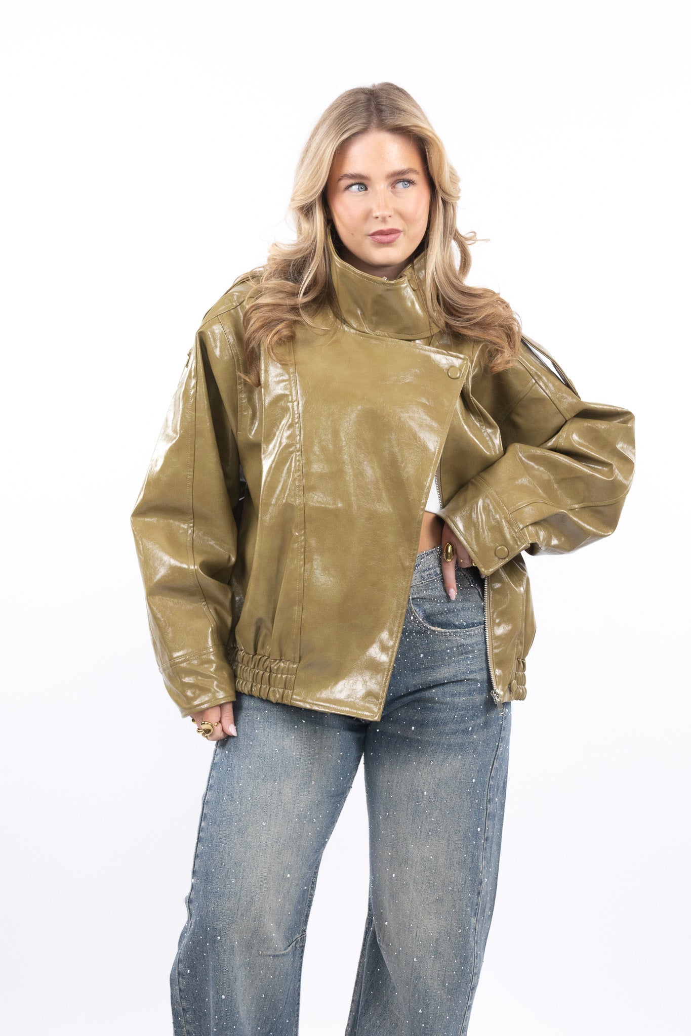 Oversized Leather Look Jacket