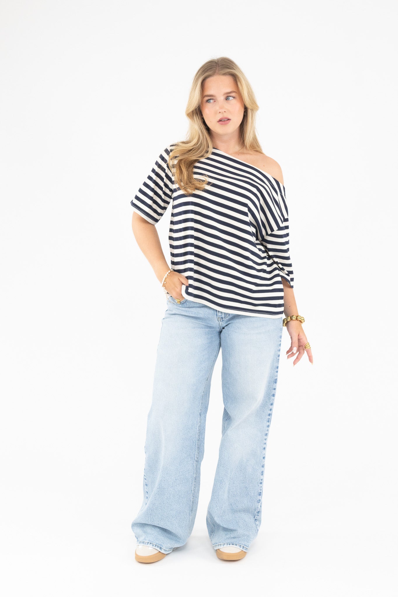 Striped Off Shoulder Tee
