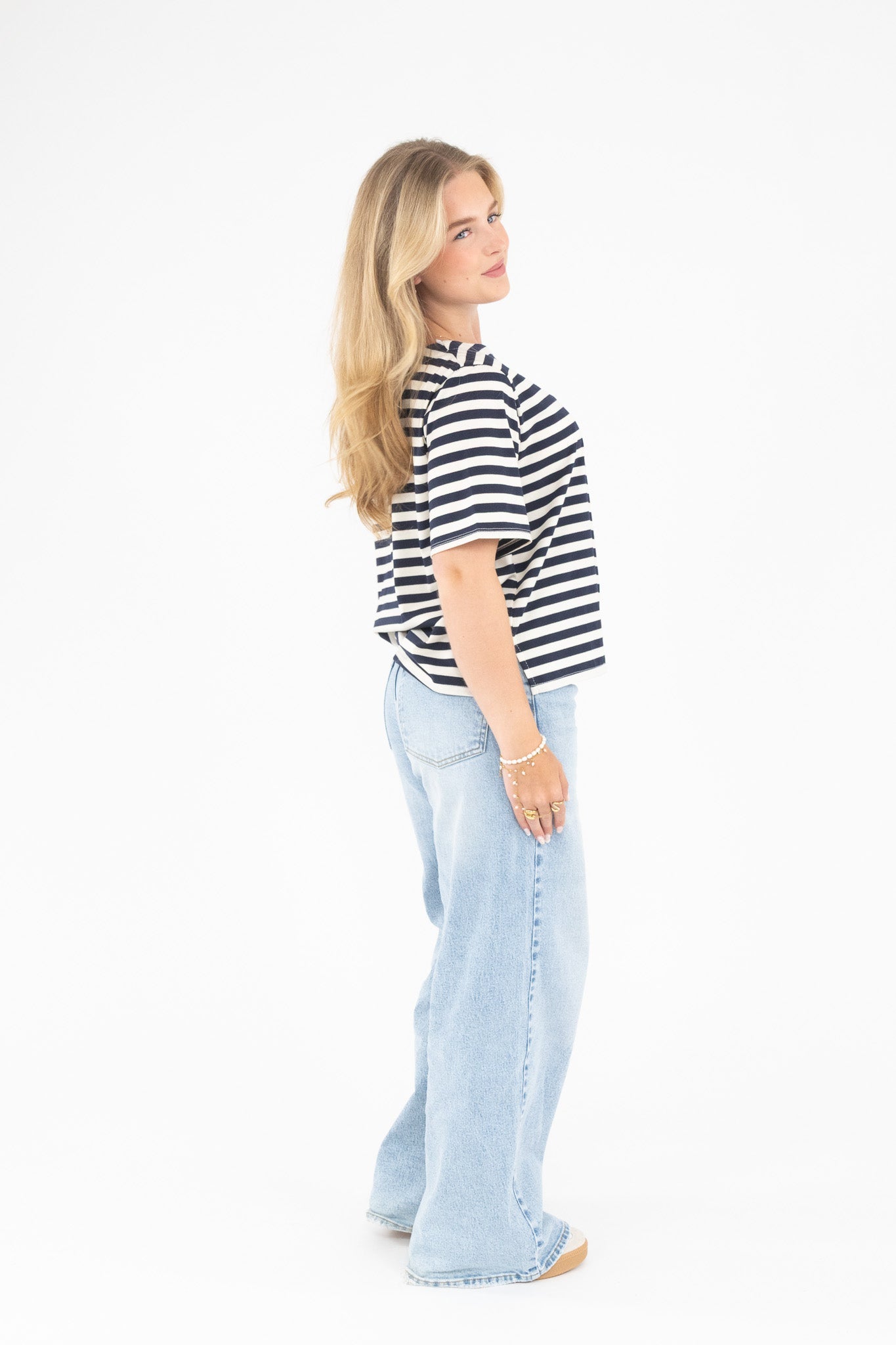 Striped Off Shoulder Tee