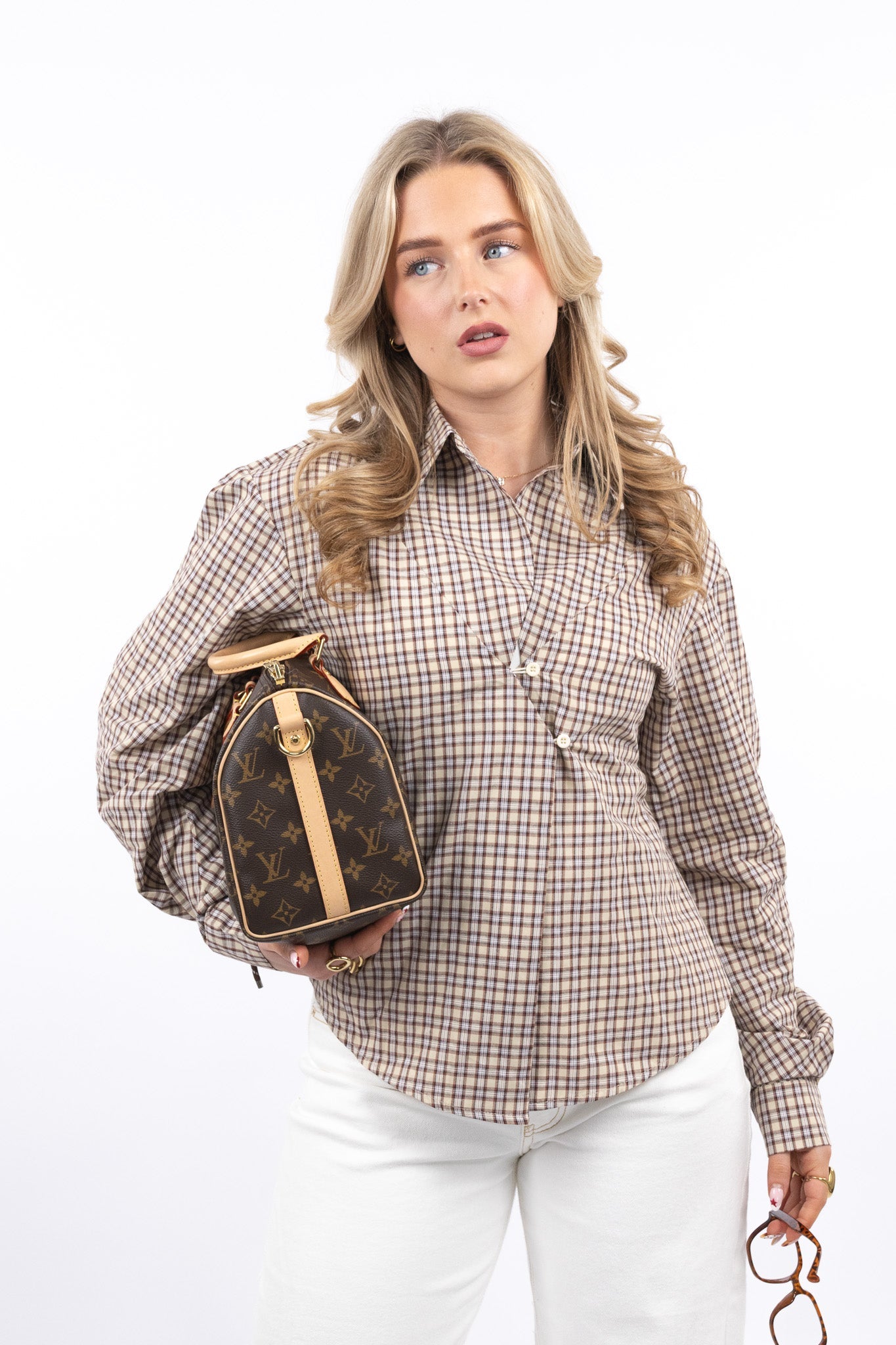 Vintage Check Wrap Blouse