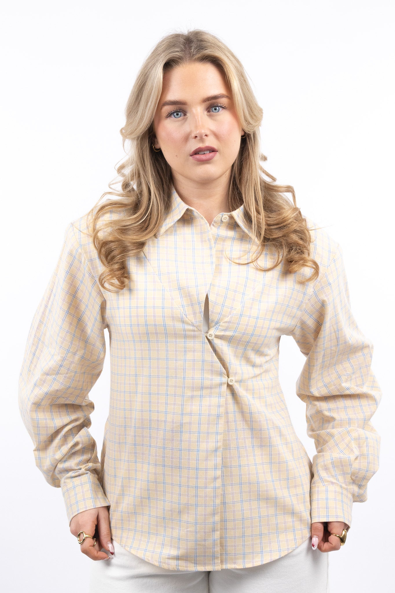 Soft Yellow Check Blouse