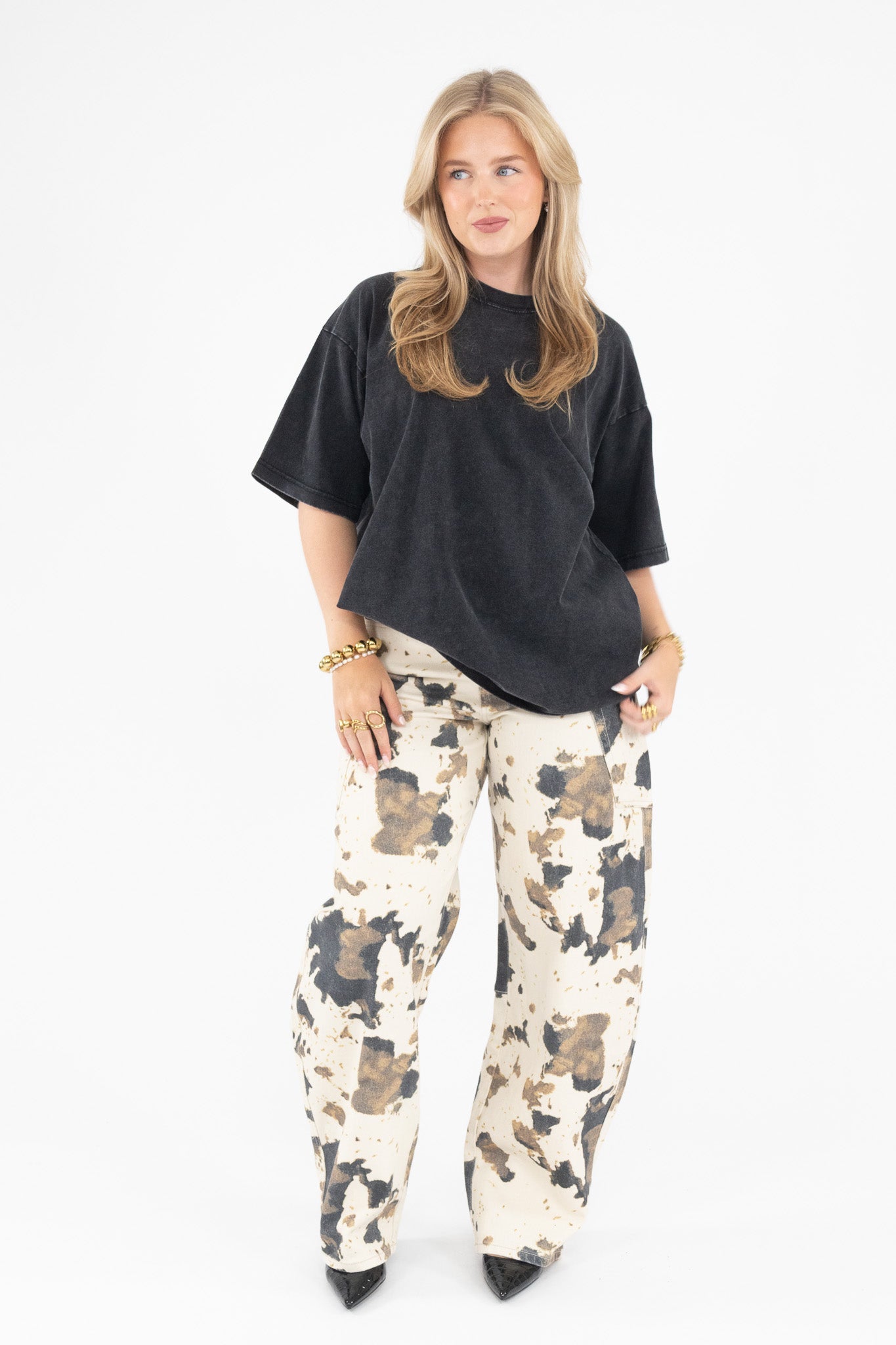 Cow Print Balloon Jeans
