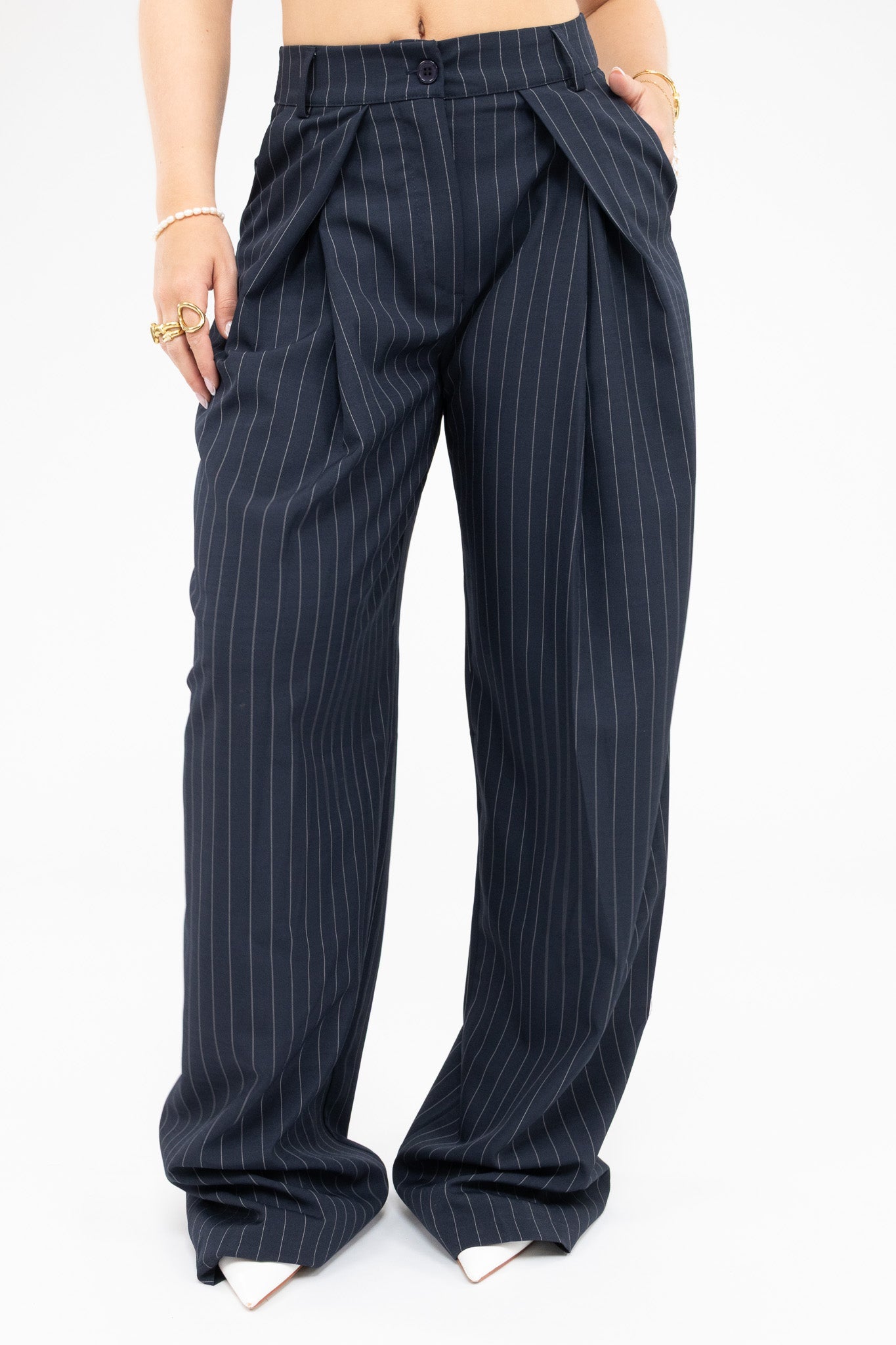 Pinstripe Pleated Pantalon Tall