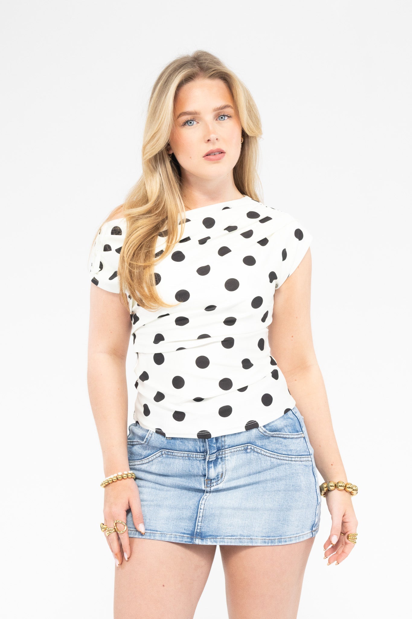 Polka Dot Draped Top