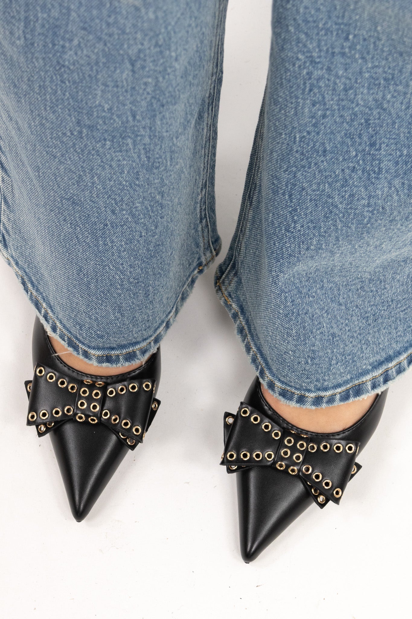 Studded Bow Kitten Heels