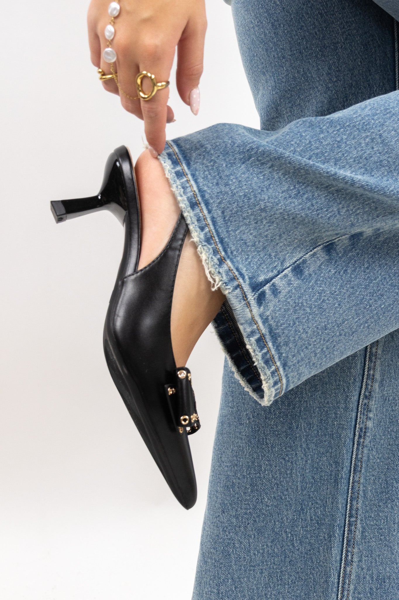 Studded Bow Kitten Heels