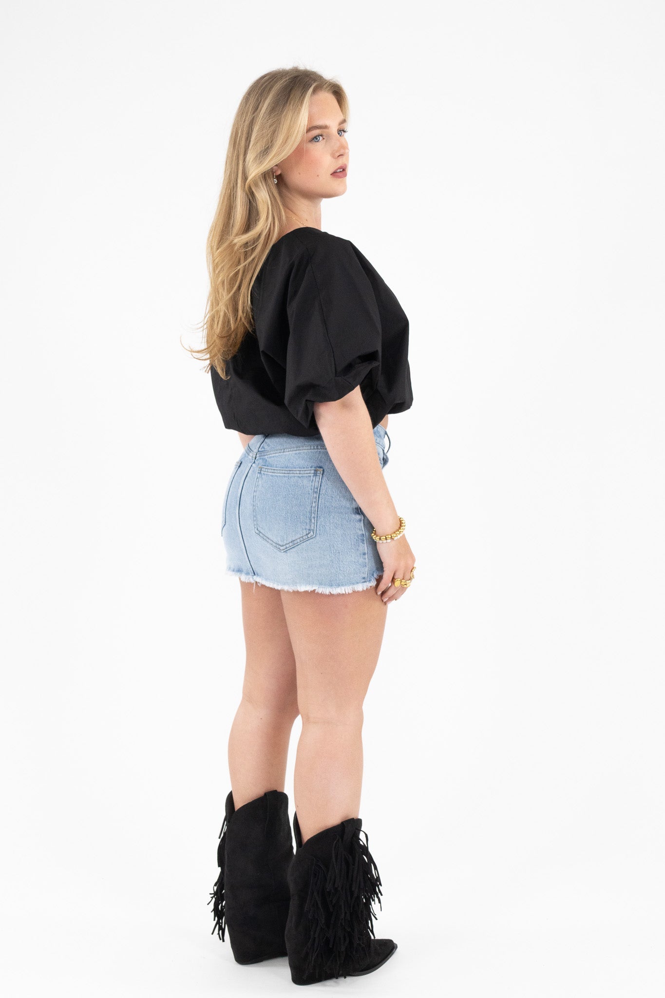 Ripped Denim Skort