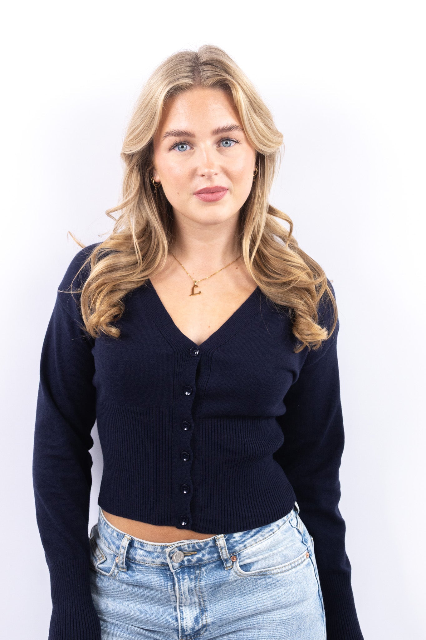 V Neck Cropped Knit