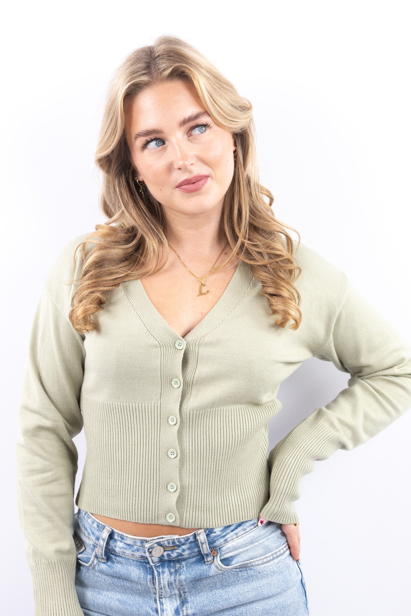 V Neck Cropped Knit