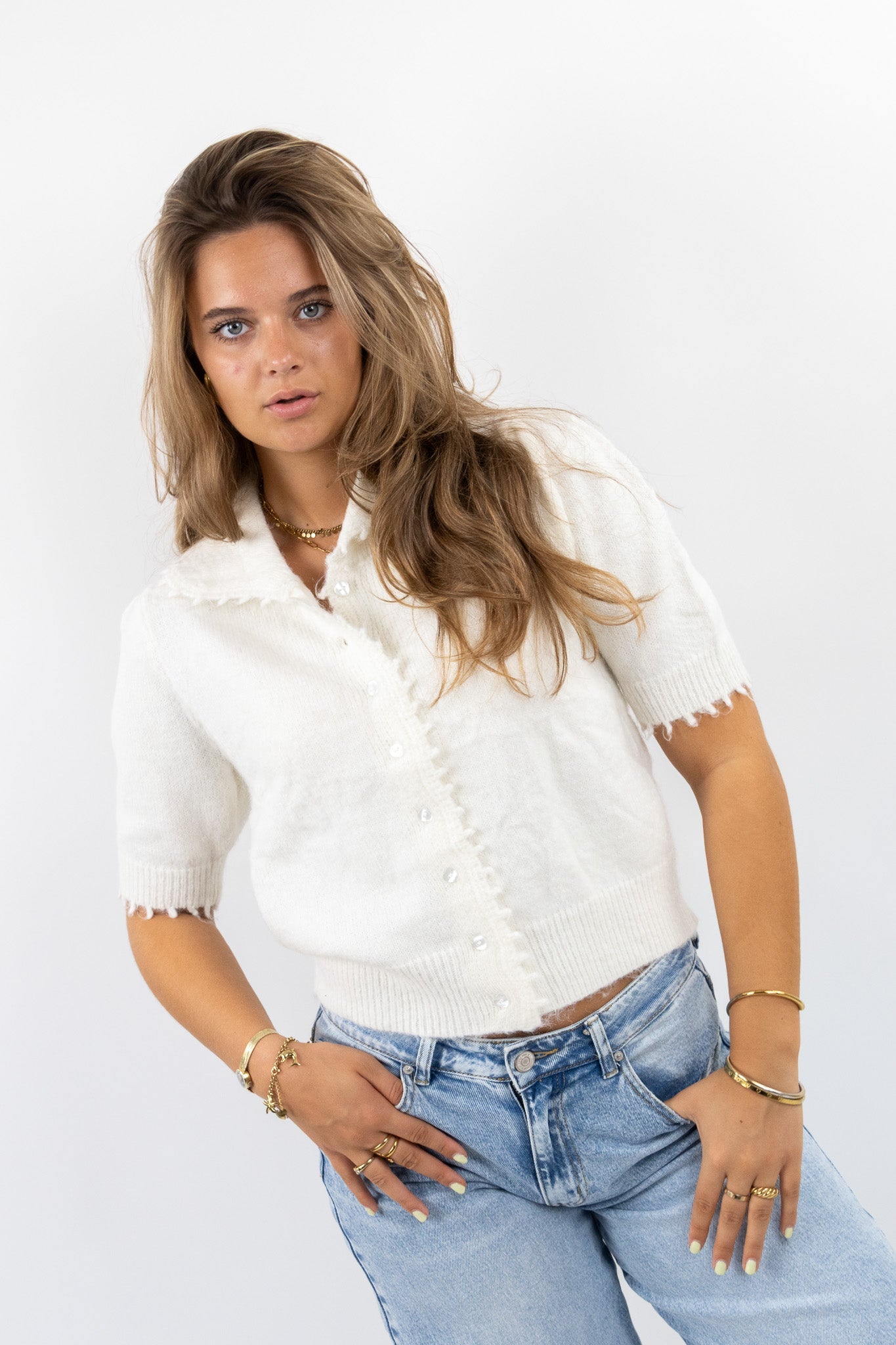 Wavy Button Cardigan