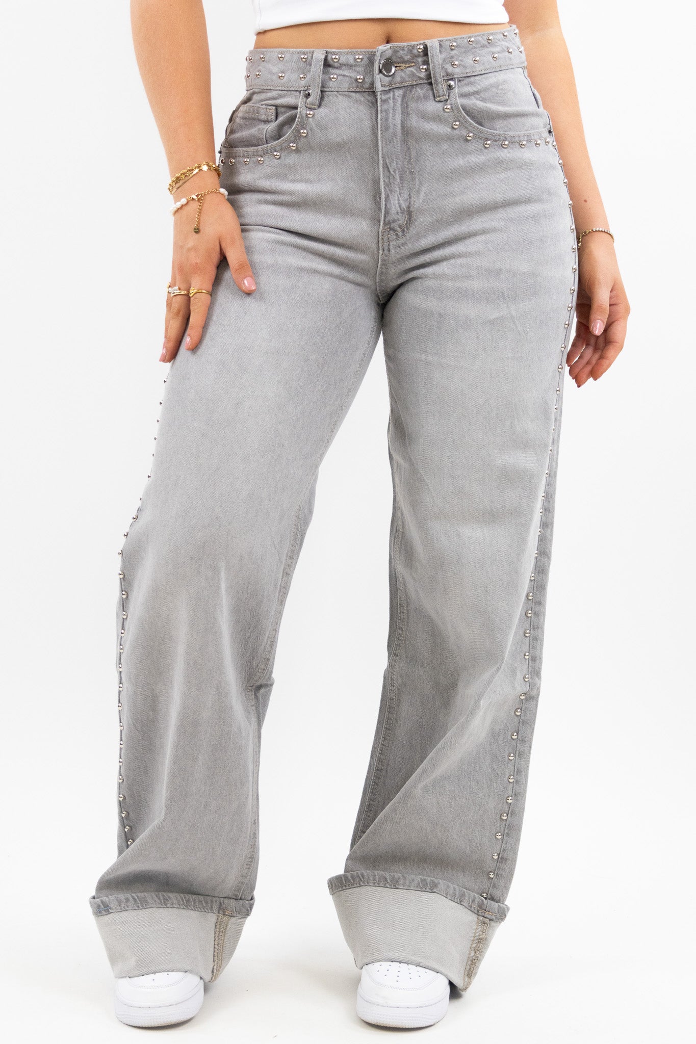 Liv studs wide leg jeans