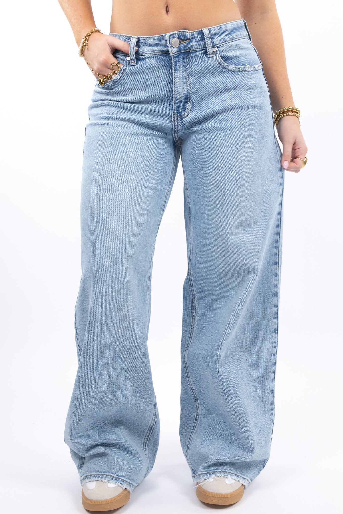 Baggy Fit Wide Jeans - Stretch